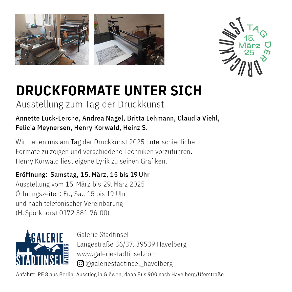 Tag der Druckkunst in der Galerie Stadtinsel in Havelberg Einladungskarte R�ckseite